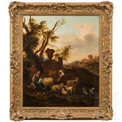 Carree Michael (1657-1727) – idyllische Landschaft mit Bauern und Vieh