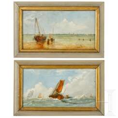Ein Paar kleinformatige Gemälde mit maritimen Motiven, deutsch/Niederlande, 19. Jahrhundert