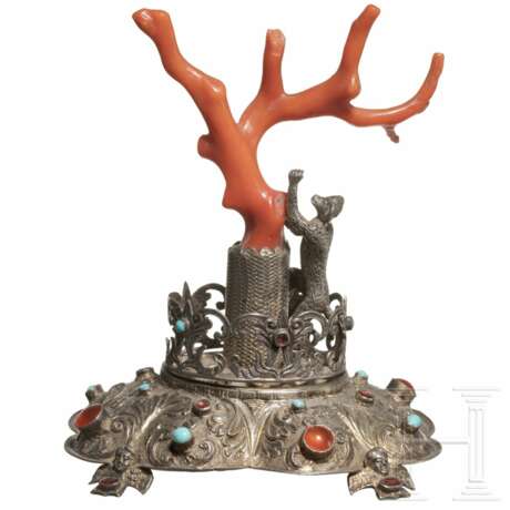 Silbermontierter Lebensbaum aus Koralle, deutsch, Mitte 19. Jahrhundert - фото 1