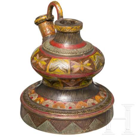 Mehrfarbig emallierte Hookah-Fassung, Indien, 19. Jahrhundert - Foto 2