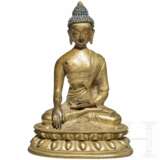 Buddha Shakyamuni aus vergoldeter Bronze, Tibet, 18./19. Jahrhundert - photo 1
