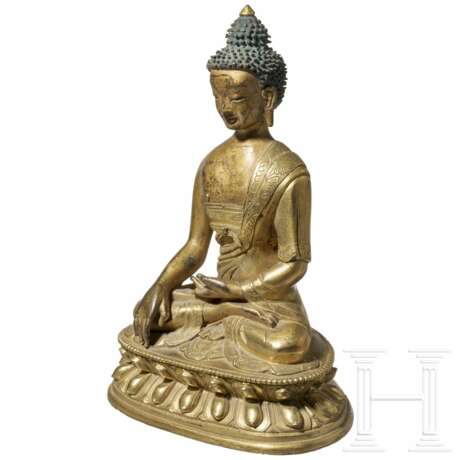 Buddha Shakyamuni aus vergoldeter Bronze, Tibet, 18./19. Jahrhundert - Foto 2