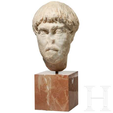 Marmorkopf eines jungen Mannes, römisch, 2. Jahrhundert, Hadrianische bis Antoninische Zeit - фото 6