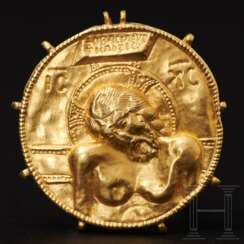 Ausdrucksstarkes spätbyzantinisches Goldmedaillon, 11. - 13. Jahrhundert