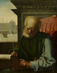 Portrait of a Scholar with the Clock Tower on St Mark's Square in Venice in the Background