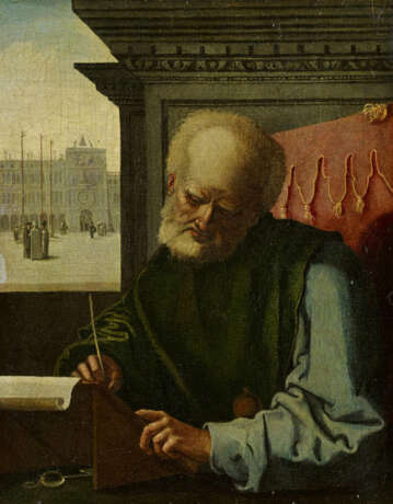 Dutch School. Portrait of a Scholar with the Clock Tower on St Mark's Square in Venice in the Background - photo 1