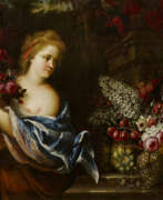 Gaspar Peeter Verbruggen II. Flower Still Life with Girl with Flower Basket