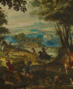 Pieter Snayers. Forest Landscape with Wolf Hunt
