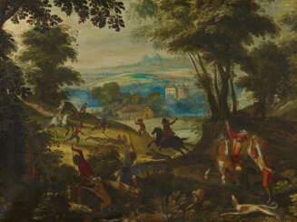 Forest Landscape with Wolf Hunt