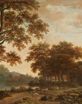 Forest and River Landscape with animals