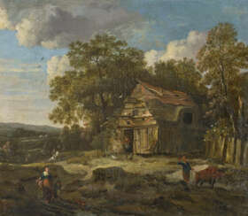 Cottage in a Wooded Landscape with Figural Staffage