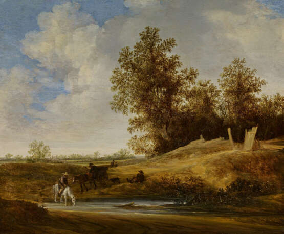 Jacob van Moscher. River Landscape with Rider at the Edge of the Woods - photo 1