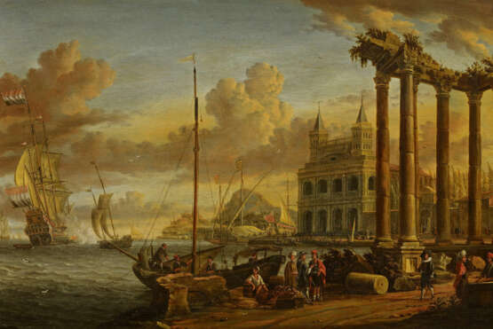 Jacobus Storck. Ships at a Mediterranean Port City with the View of the Loggia delle Benedizioni in Rome - фото 1