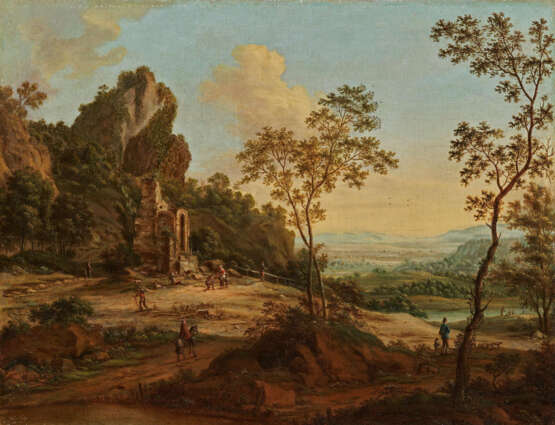 Johann Christian Vollerdt. Wide Landscape with Shepherds by a Ruin - фото 1