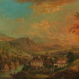 Christian Georg Schütz I. Ideal Small River Valley with Ferry - photo 1