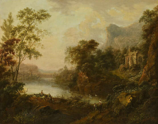 Johann Christian Vollerdt. River Landscape with Travelers by a Ruin - фото 1