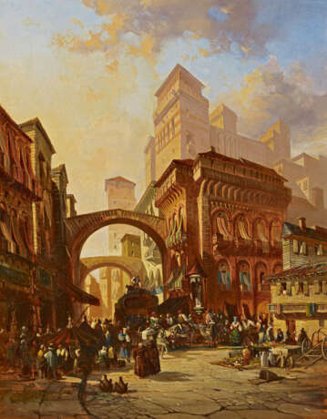 David Roberts. Arrival of a Stagecoach at a Spanish Market. Seville (?) - Foto 1