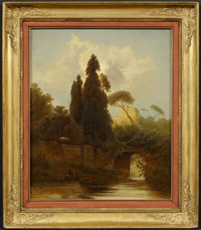 Carl Wilhelm Götzloff. Italian Landscape with Boats at the Canal - photo 2