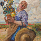 Hans von Bartels. Young Dutch Woman with a Bouquet of Tulips in the Dunes - photo 1