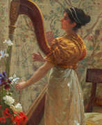 Franz Xaver Simm. A Young Lady Playing the Harp