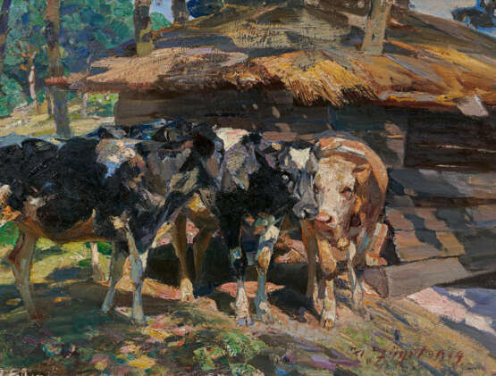 Heinrich von Zügel. Calves in Sunlight - фото 1