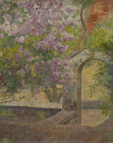 Park Landscape with Flowering Lilacs