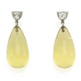 Lemon Quartz-Diamond-Ear Pendants - фото 1