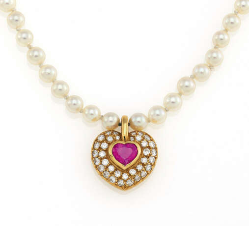 Pearl-Ruby-Diamond-Necklace - photo 1