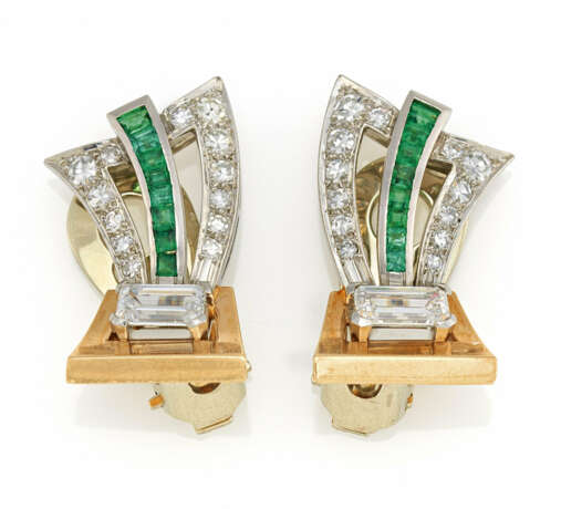 Emerald-Diamond-Ear Clip Ons - фото 1