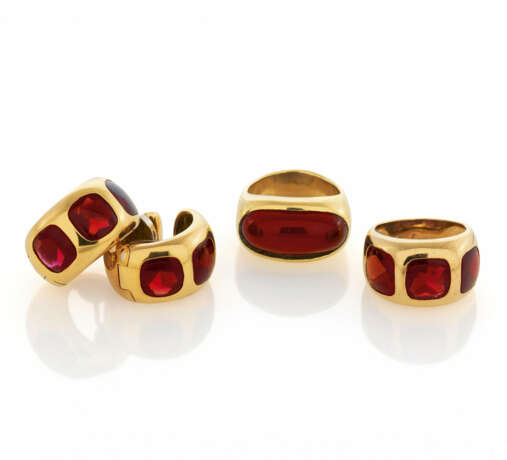 Gemstone-Set: 2-Rings And Hoop Earrings - photo 1