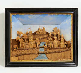 Large cork diorama with view of Hohenfels Castle in Switzerland