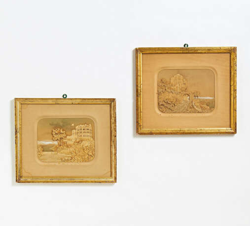 Germany. Pair of small cork dioramas with views of Rheineck Castle - photo 1