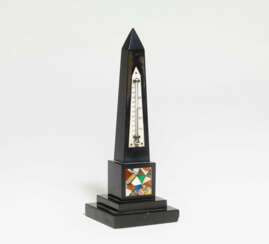 Marble obelisk with thermometer and Pietra Dura inlays
