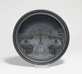 Ceramic plate with depiction of Saint Peter's Square in relief