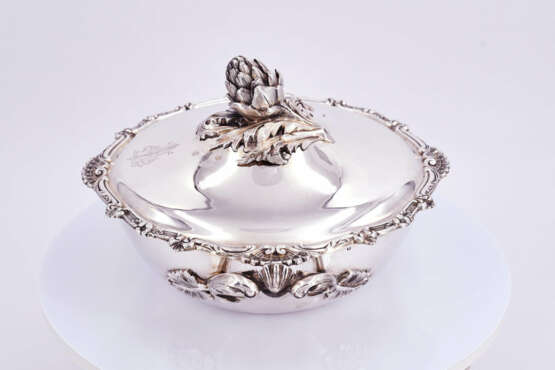 Paris. Lidded silver bowl with artichoke knob and seashell decor - Foto 5