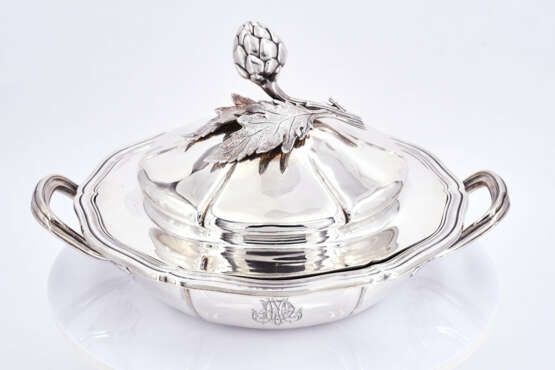 Paris. Flat lidded silver bowl with artichoke knob - Foto 7