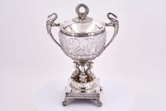 Paris. Empire silver and crystal glass bonbonniere with swan and dolphin decor - Foto 2