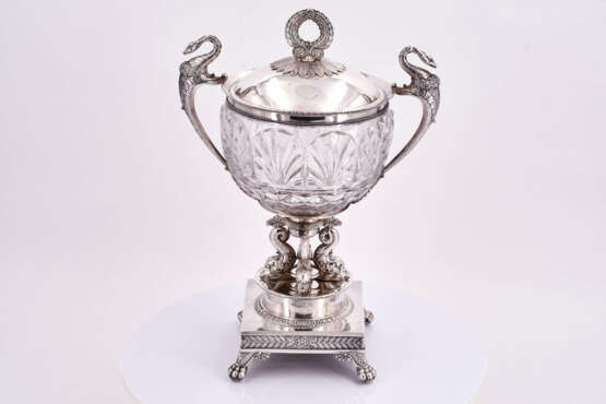 Paris. Empire silver and crystal glass bonbonniere with swan and dolphin decor - photo 4