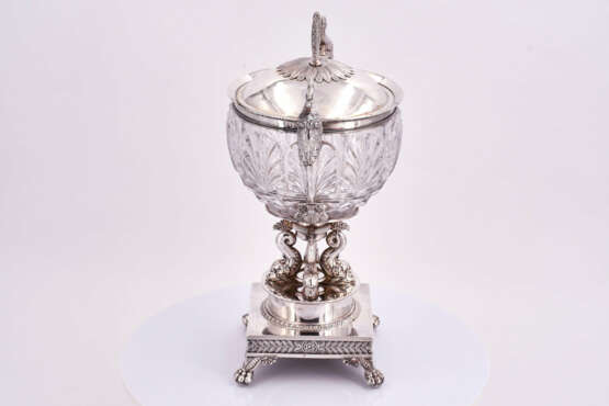 Paris. Empire silver and crystal glass bonbonniere with swan and dolphin decor - Foto 5