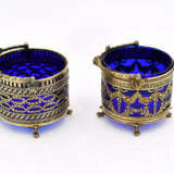 Paris. 2 gilt silver cake baskets with blue glass inserts - Foto 3