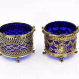 Paris. 2 gilt silver cake baskets with blue glass inserts - photo 4