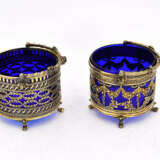 Paris. 2 gilt silver cake baskets with blue glass inserts - Foto 5