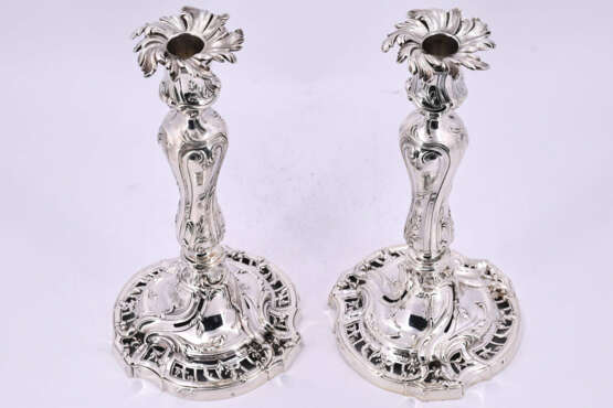 Paris. Pair of large silver candlesticks with finely open-worked foot - фото 6