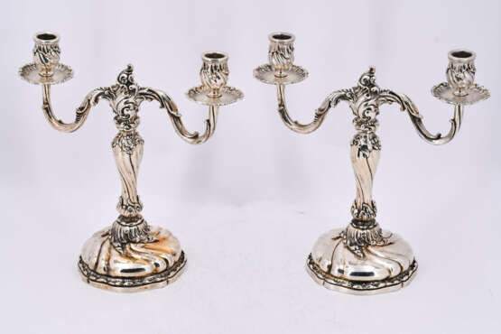 Germany. Pair of two-armed silver candlesticks style Rococo - фото 2