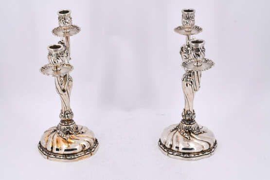 Germany. Pair of two-armed silver candlesticks style Rococo - фото 3
