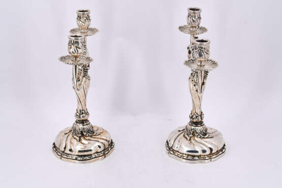 Germany. Pair of two-armed silver candlesticks style Rococo - фото 5