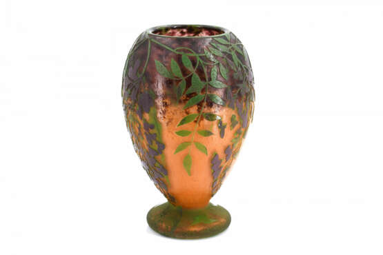 Daum Frères. Ovoid glass vase with wisteria decor - Foto 5