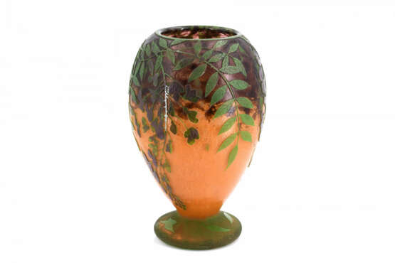 Daum Frères. Ovoid glass vase with wisteria decor - Foto 6