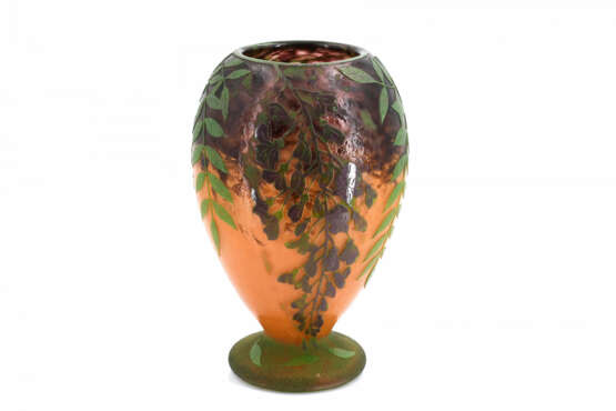 Daum Frères. Ovoid glass vase with wisteria decor - Foto 7