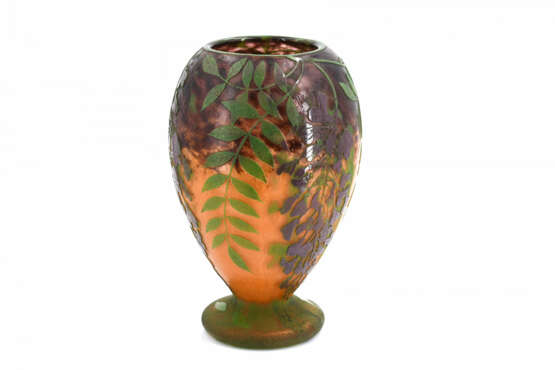 Daum Frères. Ovoid glass vase with wisteria decor - Foto 8
